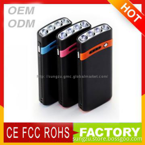 Universal mobile phone charger with 4 led torch power bank